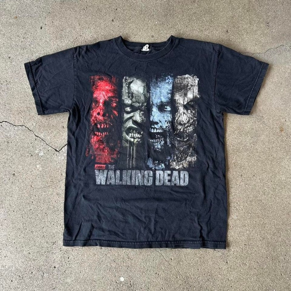 Y2K the walking dead big zombie graphic tv promo tee shirt tshirt Size M